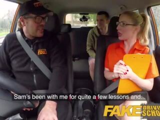 Fake Driving School Exam failure goes ahead to swell enchanting blonde car fuck