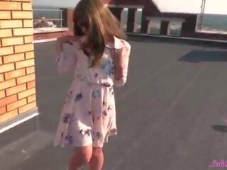 Inviting Student on the Roof Horny Blowjob and Doggy Fuck - Outdoor