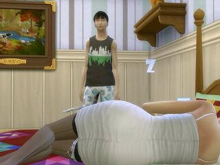 Nhật bản con trai fucks nhật bản mẹ shortly sau sau chia sẻ các giống nhau giường