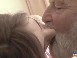 Old Young - Big johnson Grandpa Fucked by Teen she licks thick old man cock