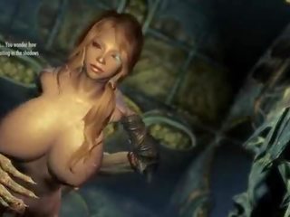 Skyrim adorable voluptuous Lara Forced by Monsters
