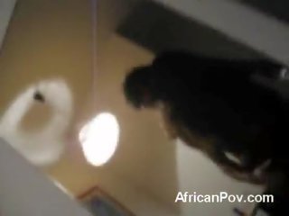 Hot ebony whore fucked hard by a white lad in front of the mirror