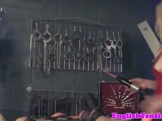 Leather damsel whipping pathetic sub